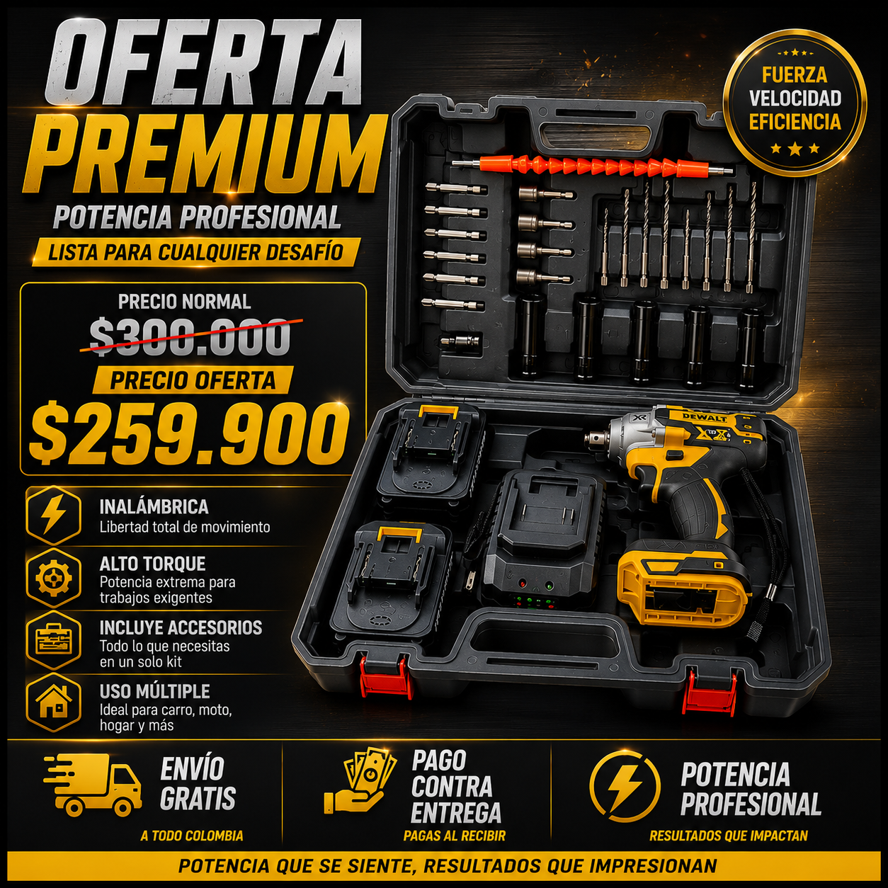 PISTOLA DE IMPACTO INALAMBRICA DEWALT® XR 128 VOLTIOS