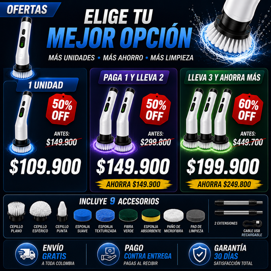 Cepillo Electrico Multifuncional 9 En 1. Dale "click aqui, paga en casa" para descuento extra